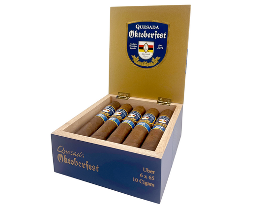 Box of Quesada Oktoberfest cigars with a visible brand logo on a white background